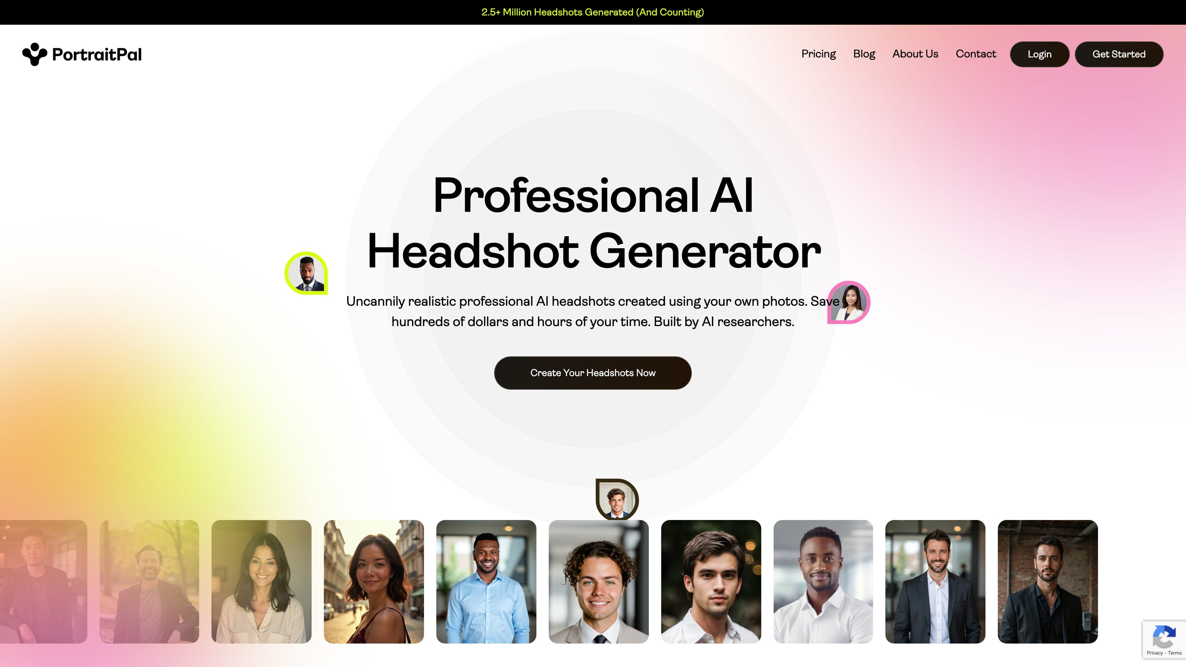 PortraitPal.ai landing page screenshot